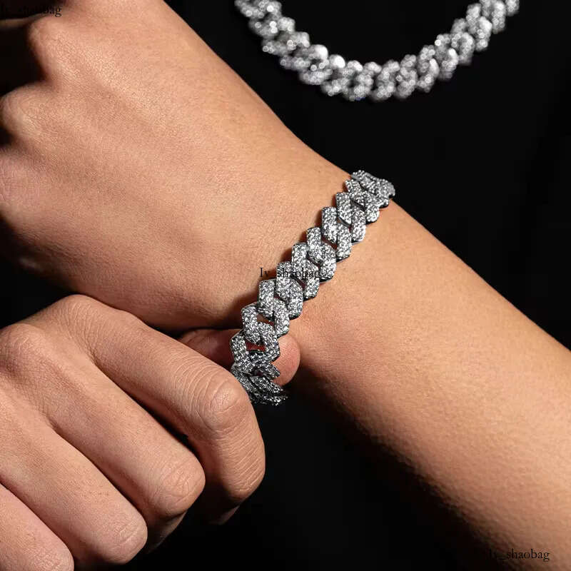 Sterling Sier VVS Dia Cuban Bracelet for Men Women 6mm 8mm 10mm 12mm White Gold GRA Moissanite Necklace 825 aaa