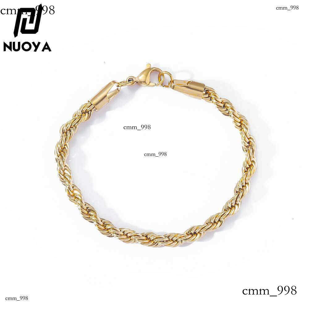Hip-Hop Titanium Bracelet Multi-Specification Sterling Silver Braided Vacuum Color Retention Electroplated Twisted Rope Chain