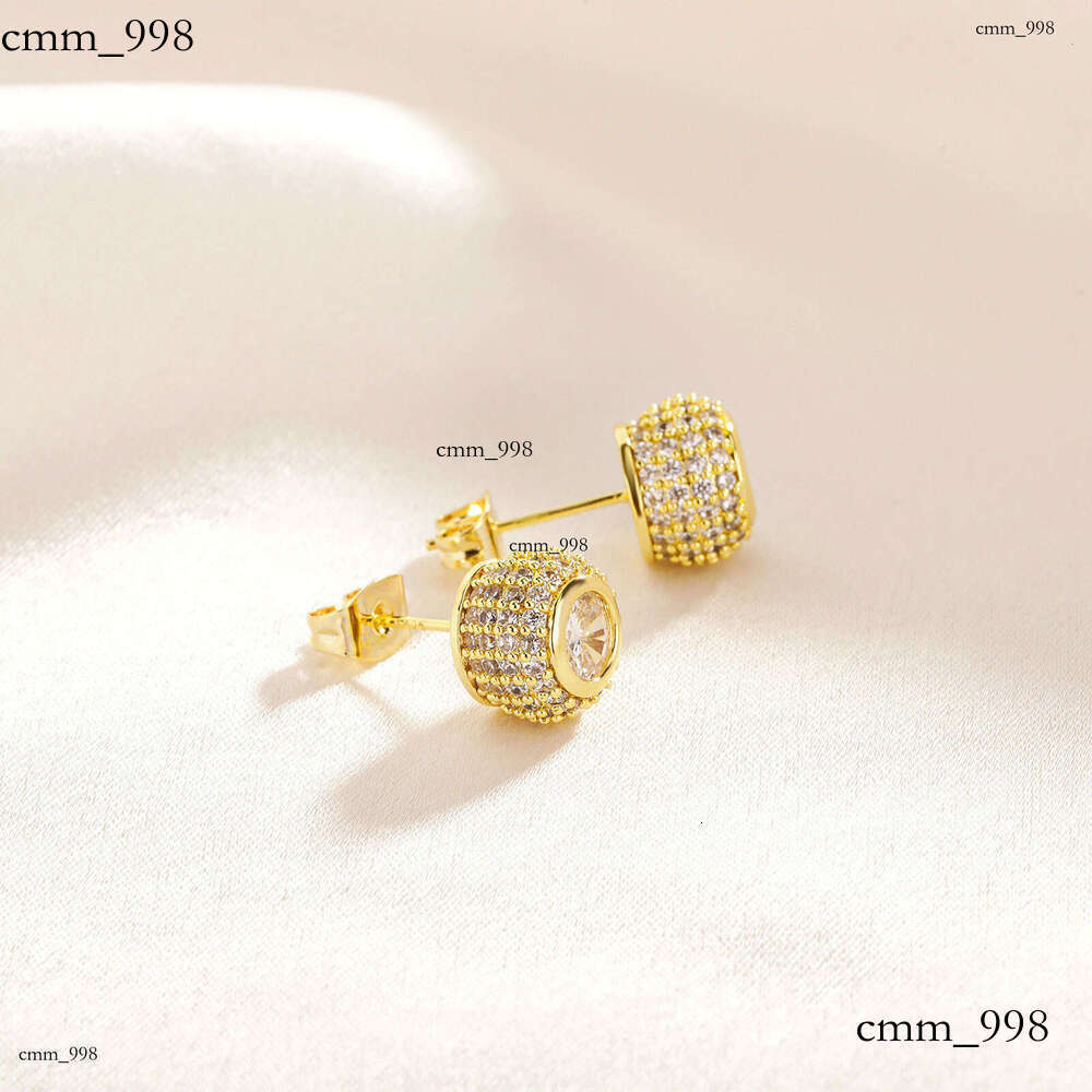 Sier Needle Round for Women Fashion Light High-end Exquisite Inlaid Zircon Stud Earrings Jewelry