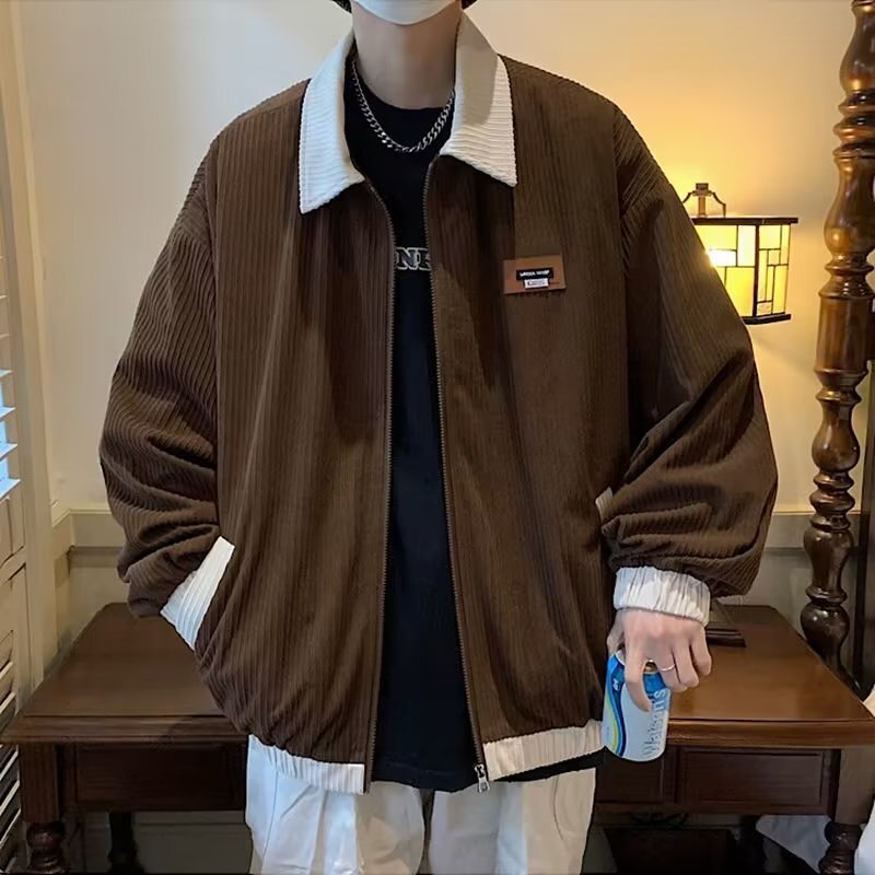 American Retro Trendy Brand Unisex Designer Jacket Loose Color Block Jacket Spring Autumn High Street Niche Design Jacket Men Couple Casual Jacket