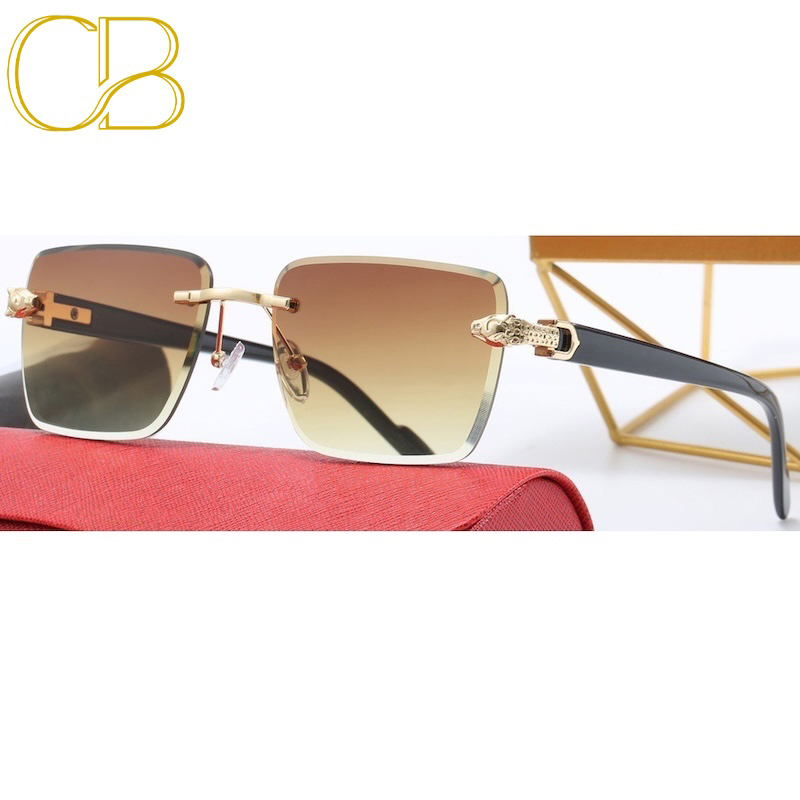 Women's Square Rimless Sunglasses with Snake Leopard Print - Retro Y2K Style, Diamond Trimming, UV400 Protection for Outdoor Beach Travel & Daily