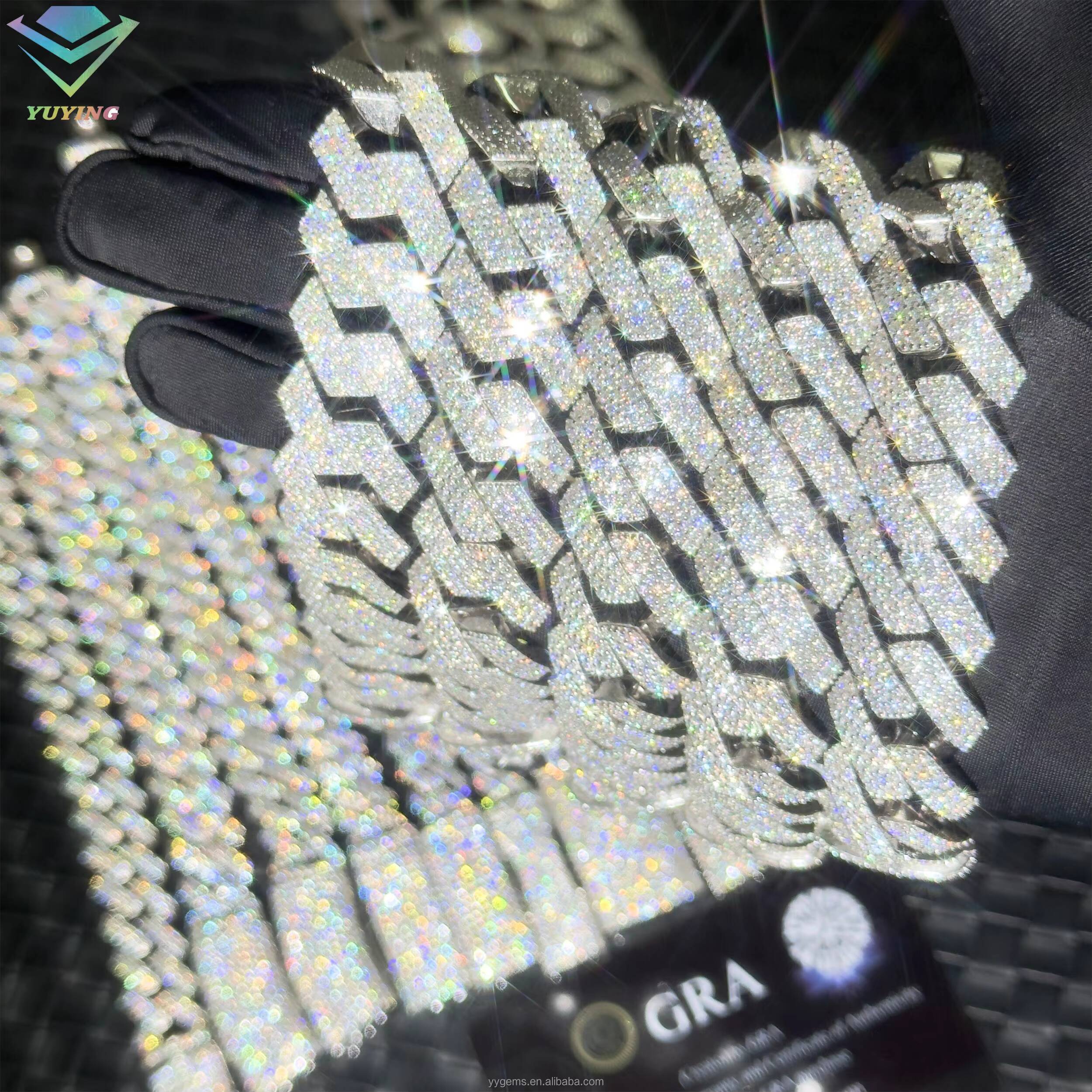 Fast Delivery Wholesale 20MM VVS Moissanite Gold Plated 925 Silver Bracelet Men Hip Hop Style Iced Out Diamond Cuban Bracelets