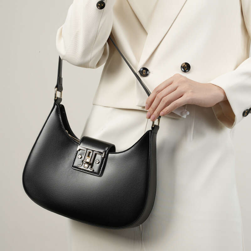 Luxury bag Genuine Leather Niche Designer High End Underarm Moon New French Style Versatile Shoulder Women s Bag