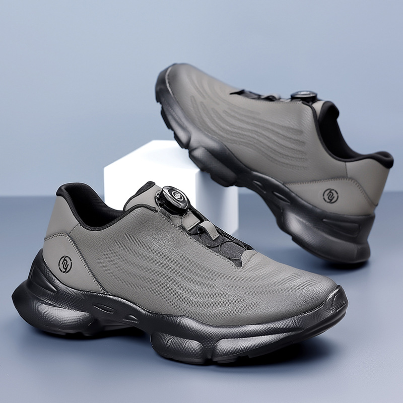 fashion Men's 2025 New Fall Rotation Button Sneakers Men Platform Outdoor Fashion Casual Leather Shoes Trend A Generation