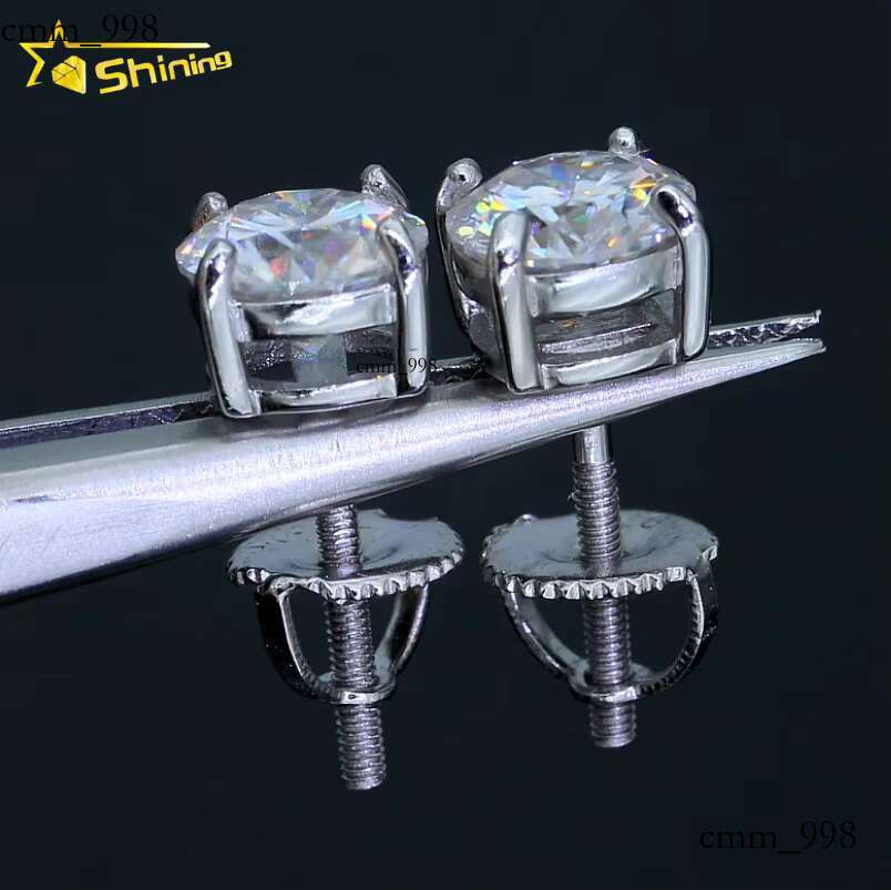 Pass Tester Iced Out Hip Vvs Moissanite Dia Screw Back Stud Earrings with GRA Certificate