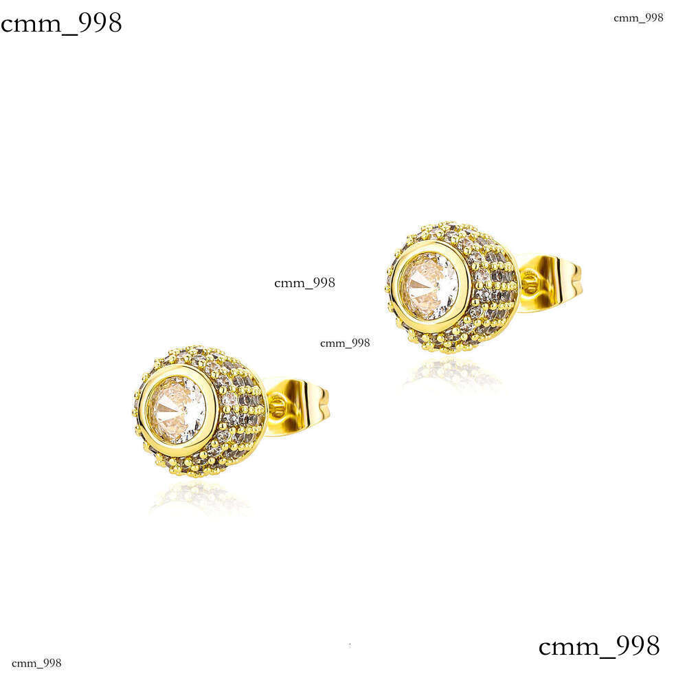 Sier Needle Round for Women Fashion Light High-end Exquisite Inlaid Zircon Stud Earrings Jewelry