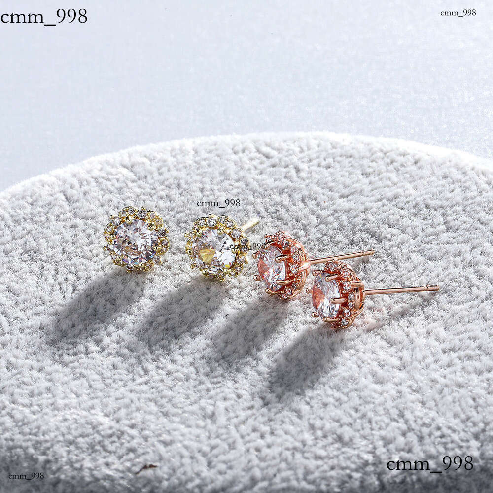 Fashion Men's Super Shiny Dia Iced Out VVS Needle Plum Blossom Inlaid Full Zircon Earrings Versatile Accessories