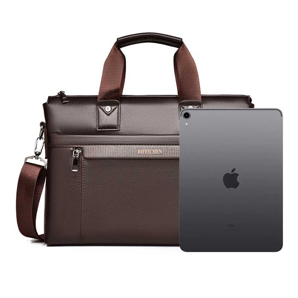 2024 New Luxury Brand Man Handbag Leather Laptop Briefcase Business A4 Document Bags For IPAD Office Male Vintage Shoulder Bag L251011