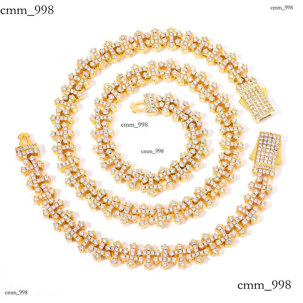Hip Hop Snap Snowflake Cross Necklace High-Quality Trendy Jewelry Men's Moissanite chain Bracelet