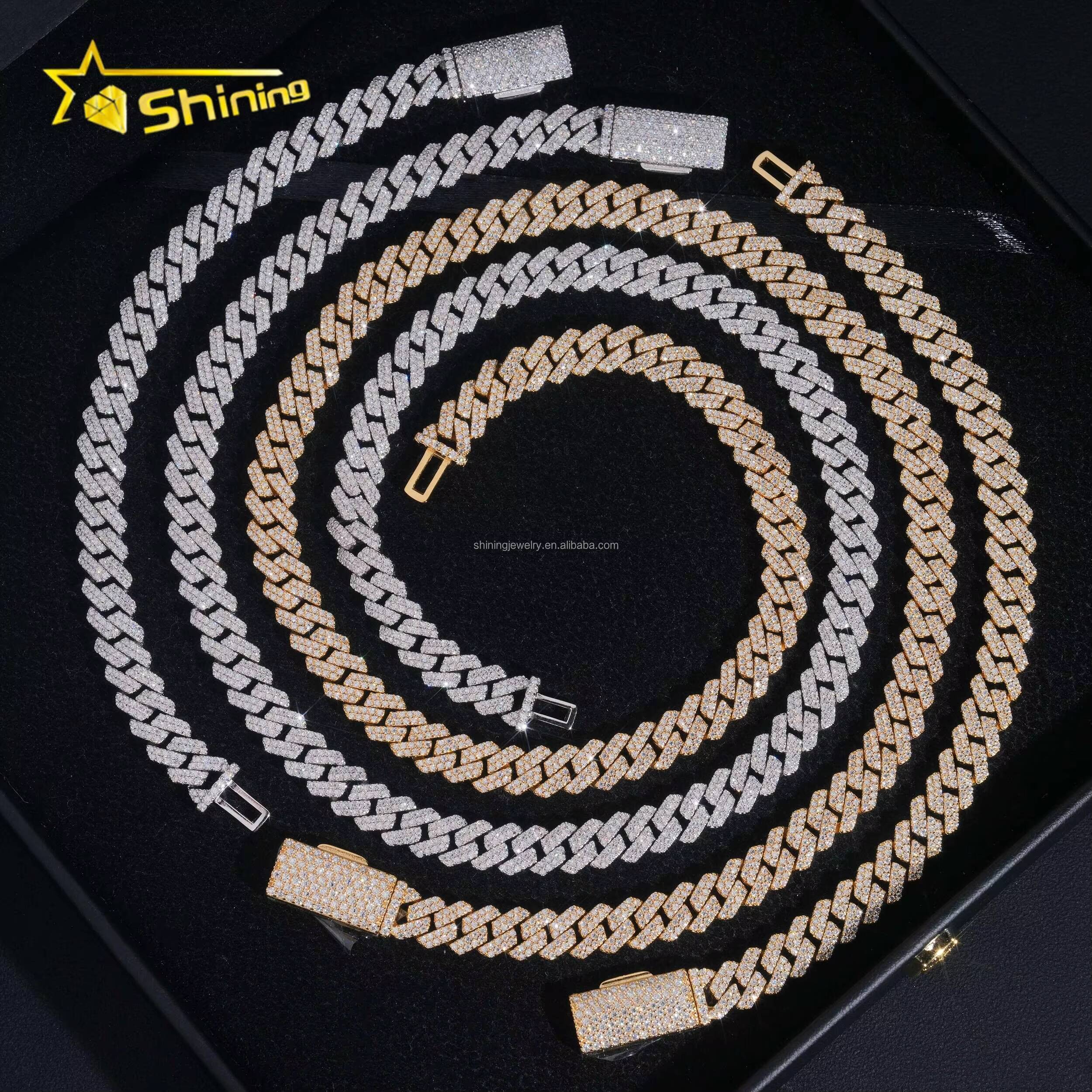 Bulk Stock Wholesale Price Prong Setting GRA Certificate S925 8mm Iced Out VVS Moissanite Miami Cuban Link Chain Bracelet Set