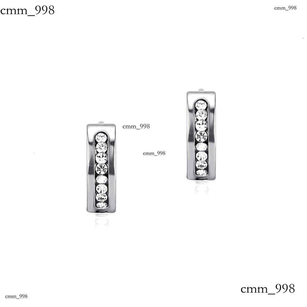 Hip Hop Men's Trendy Personality Smooth Surface Earrings Sterling Silver Simple Inlaid Dia Fashion Cuffs Niche Ear Jewelry