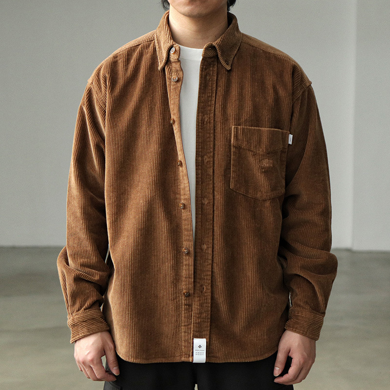 Winter Shirt Jacket Men American Jacket Men Designer Jacket Casual Japanese Retro Loose Drop Shoulder Outerwear Trendy Thick Corduroy Shirt Men