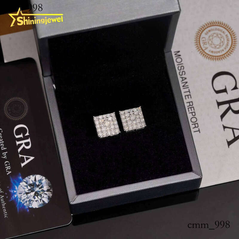 Hot Dia Jewelry Pass Tester Stocks Sterling Sier VVS Custom Sparkling Moissanite Stud Earring Men Earrings