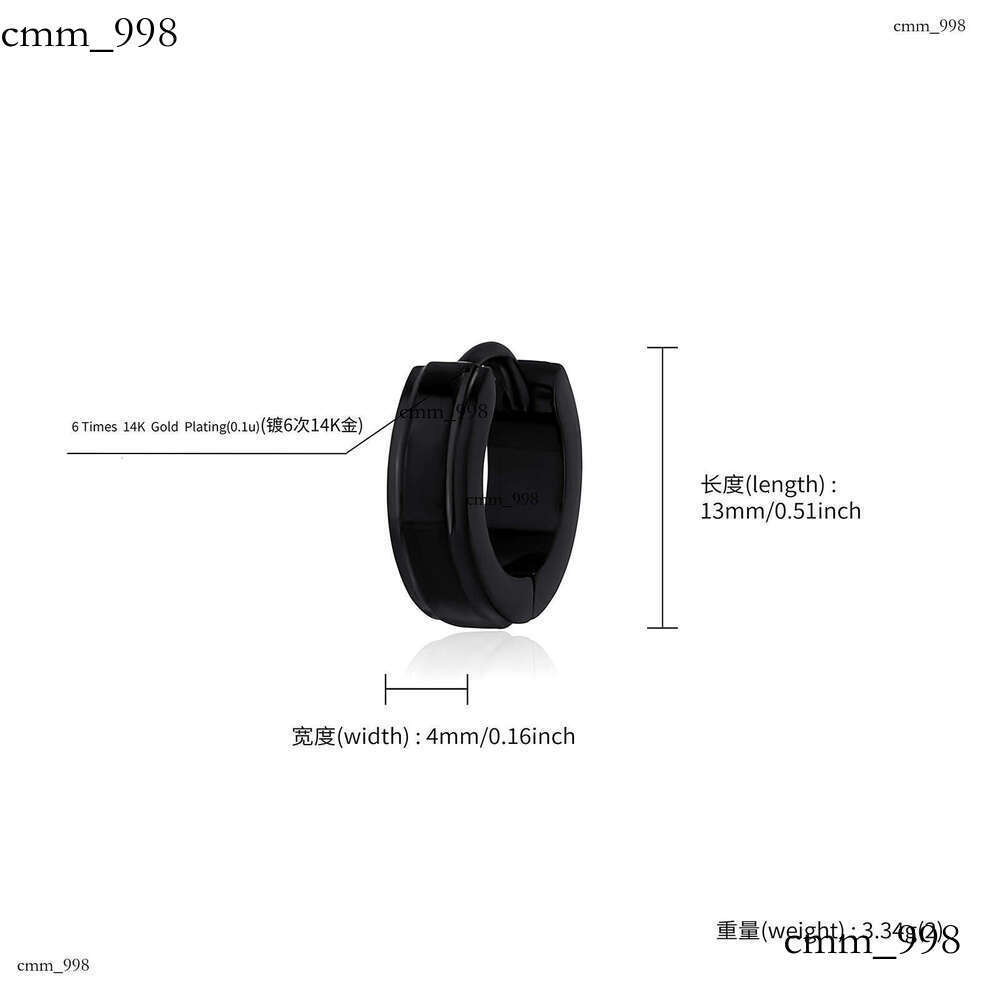 Hip Hop Men's Trendy Personality Smooth Surface Earrings Sterling Silver Simple Inlaid Dia Fashion Cuffs Niche Ear Jewelry