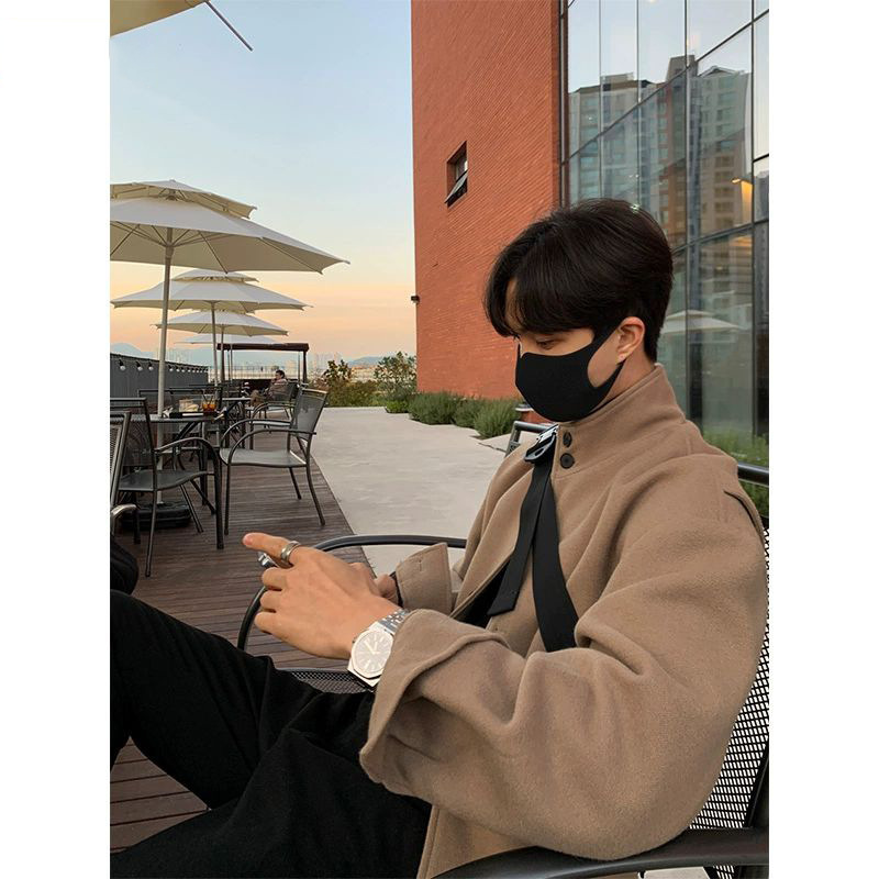 Korean Style Wool Coat For Jacket Men Men Trendy Ins Designer Jacket Style Handsome High-end Woolen Jacket With Design Sense For Spring And Autumn