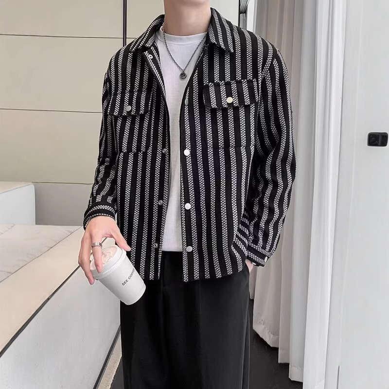 Striped Jacket Men's Designer Jacket Trendy Jacket Men Spring Autumn New Spring Thin Jacket Shirt Men's Fashion Brand Top