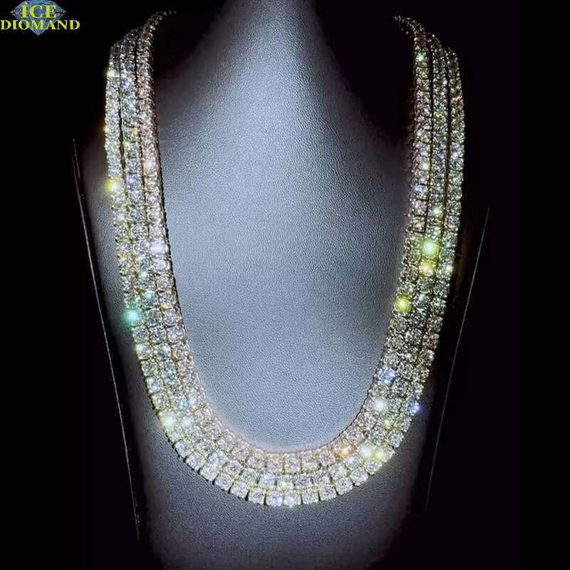 Factory Wholesale Price Tennis Chain Hip Hop 925 Pure Silver 2mm 3mm 4mm 5mm 6mm 65mm VVS Moissanite Diamond Tennis Chain