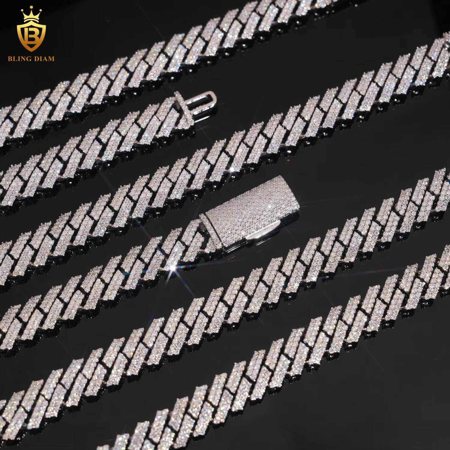 USA Local Stock Fine Jewelry 12mm 925 Sterling Silver VVS Moissanite Diamond Iced Out Cuban Link Chain Necklace GRA Certificate