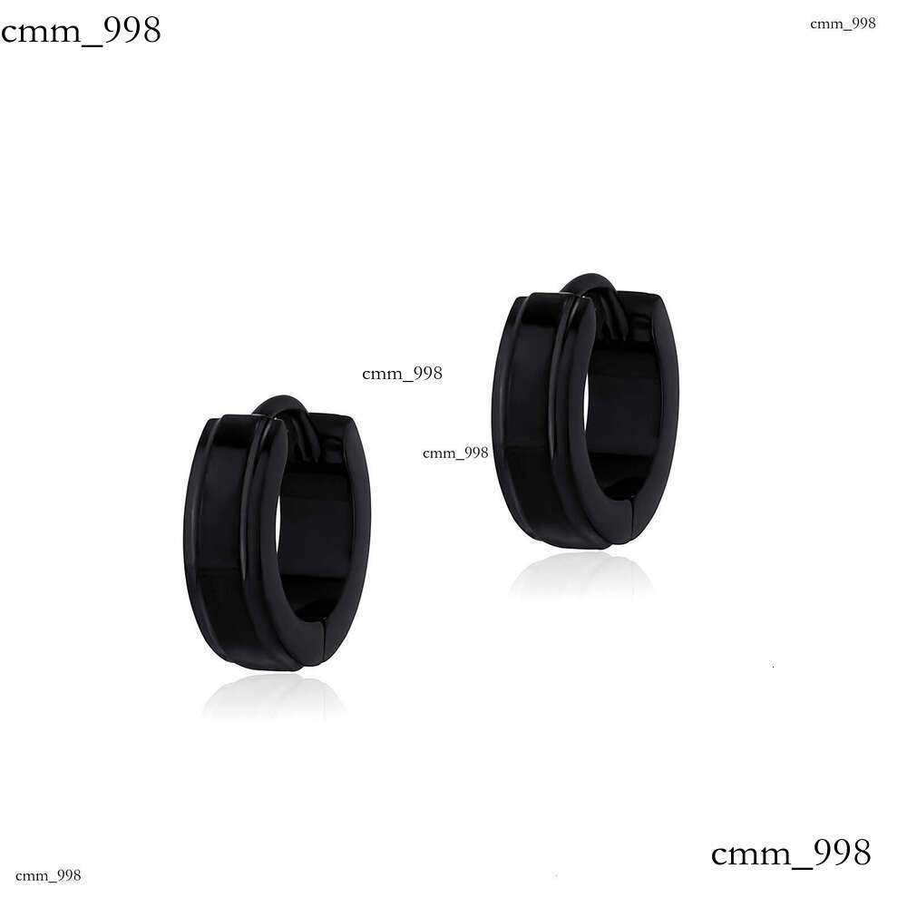 Hip Hop Men's Trendy Personality Smooth Surface Earrings Sterling Silver Simple Inlaid Dia Fashion Cuffs Niche Ear Jewelry