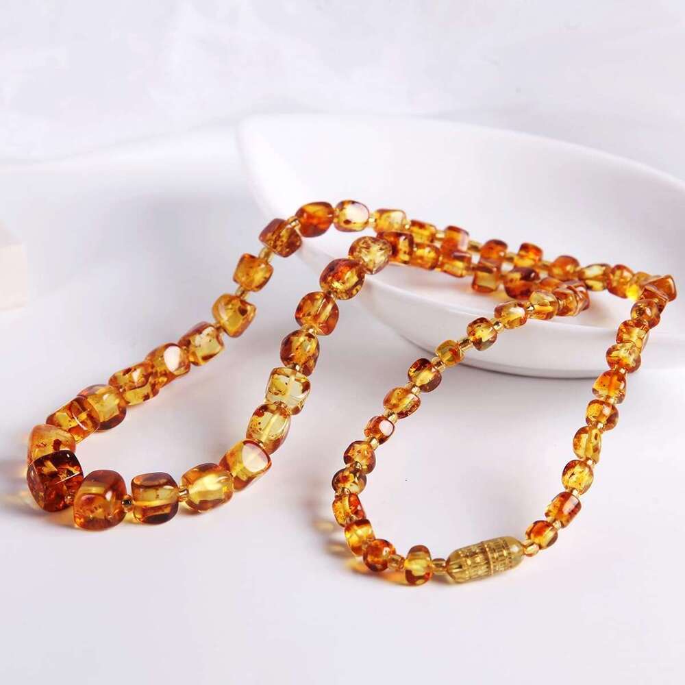 Natural Baltic Necklace Suitable for Adult Women or Men/Baroque Shape Polished Beads Certified Amber Jewelry