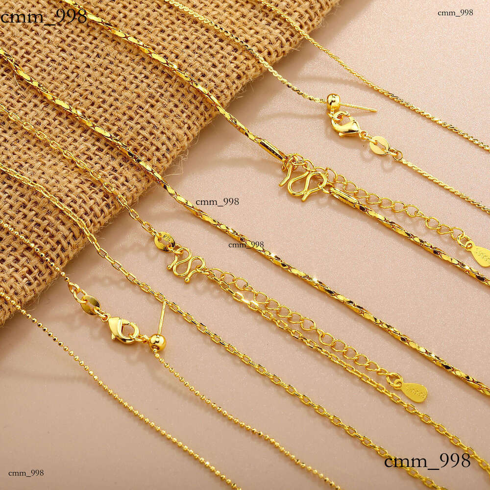 Gold-Plated Necklace Jewelry for Women, Long-Lasting Color, High-End Niche Clavicle Chain, Sterling Silver Imitation Chain