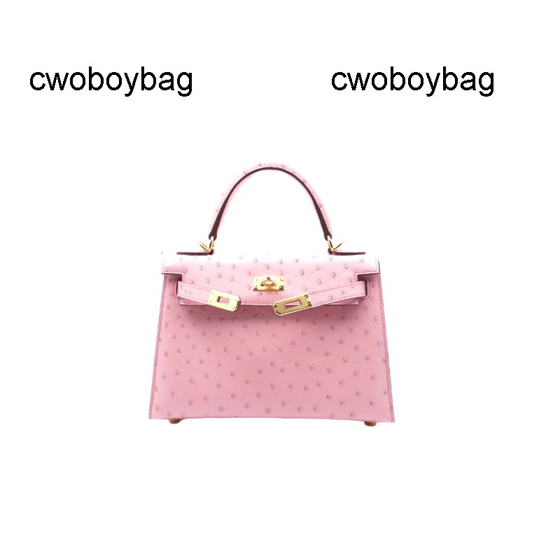 High End Designer Genuine Ostrich Leather Women's Party Bag High-quality Handbag Pink 22/25/28cm