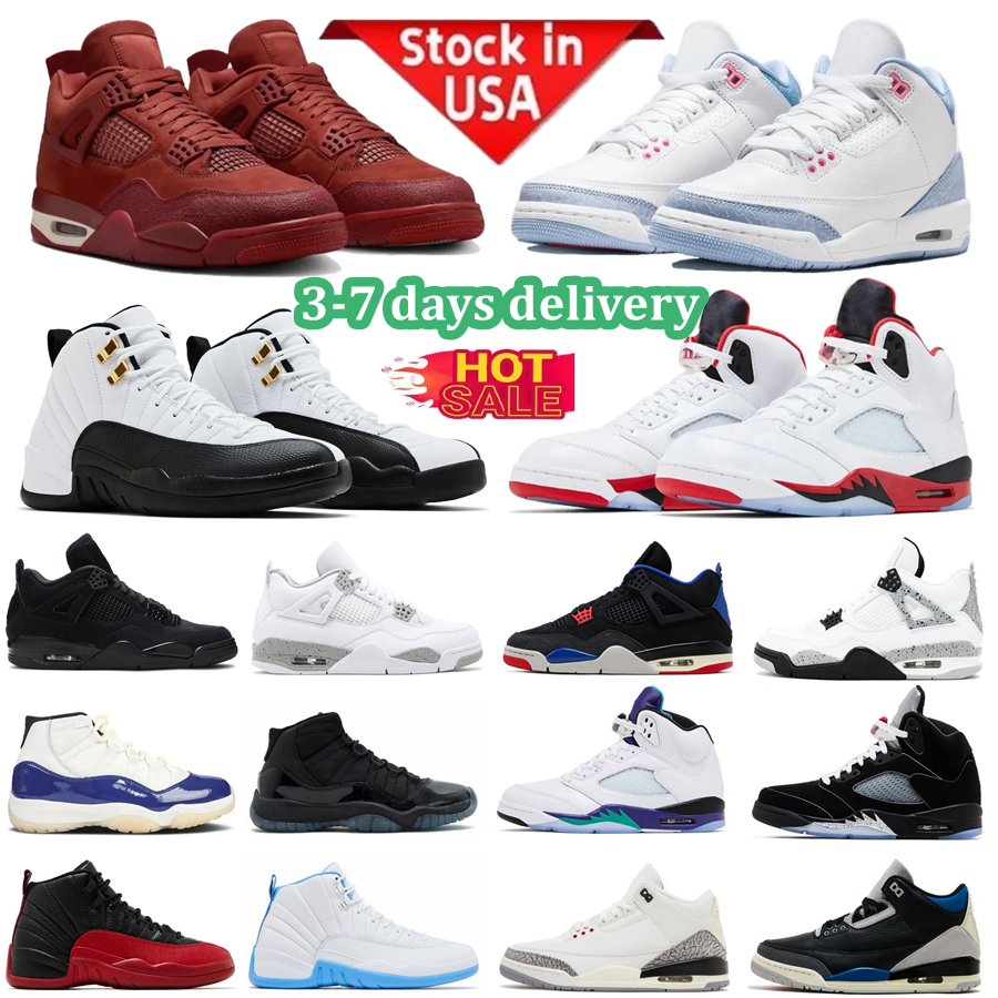 Designer Men Women 3 3s 4 4s 5 5s 11 11s 12 12s 1 1s Basketball Shoes Lucky Green Black Cat Sneaker School UNC White Oreo Fire Red Thunder Sports Trainers Big Size 14 15 16