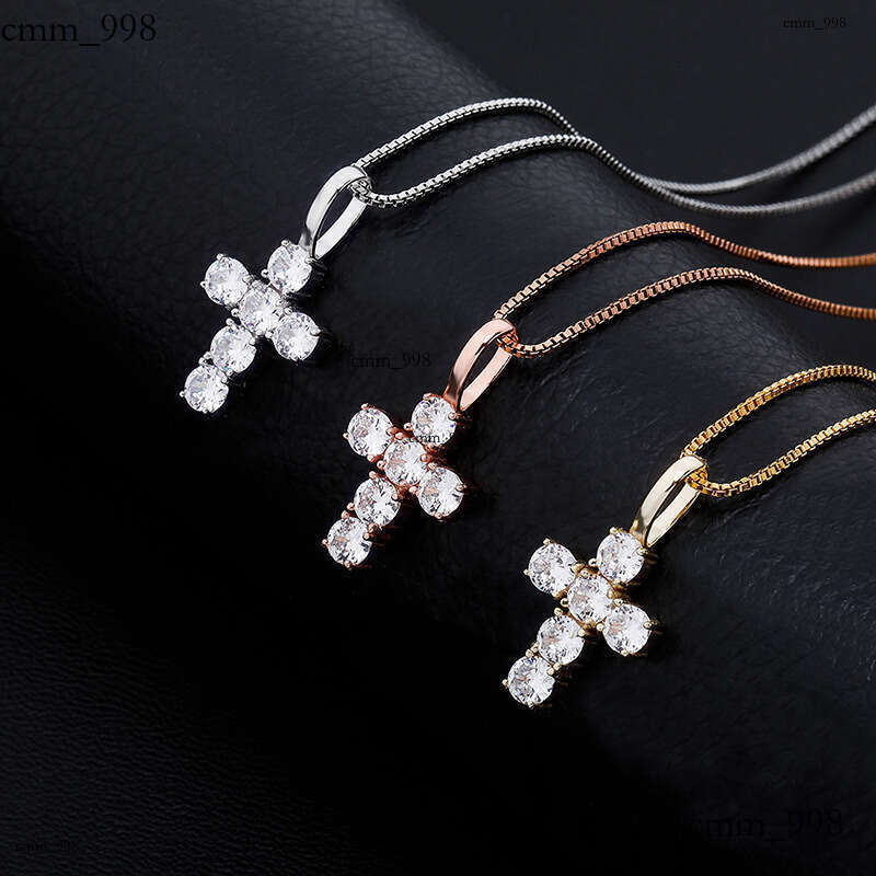 Sier Hip-Hop Full Moissanite chain Cross Pendant Simple Versatile Jewelry