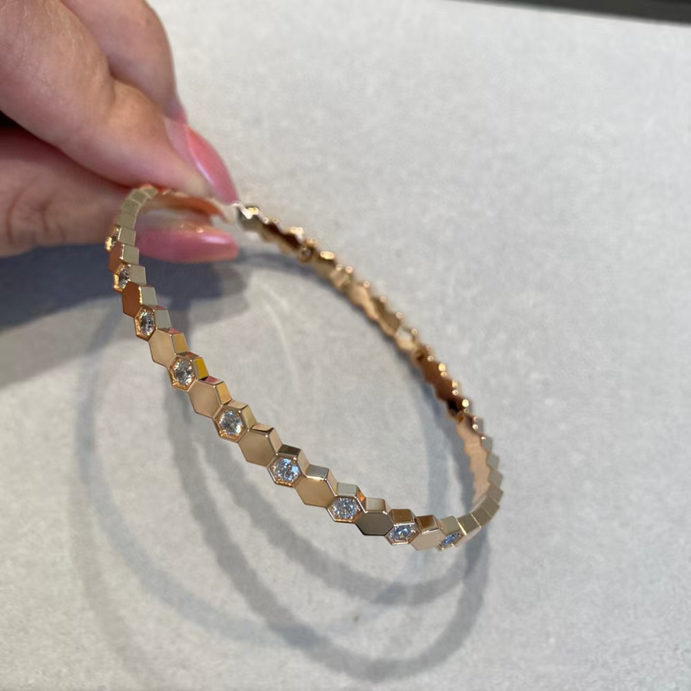 Jewlery Designer For Women High Version V AU750 Honeycomb Bracelet Plated 18k Rose Gold Inlaid with Diamonds