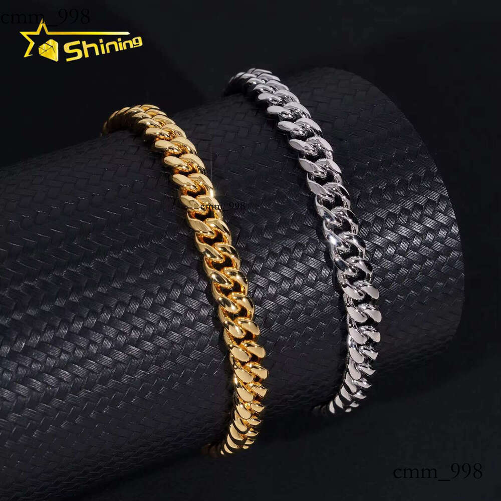 New Stocks Factory Price Hip Hop Jewelry 6mm Solid Sterling Sier Moissanite Lock Stainless Steel Cuban Link Chain