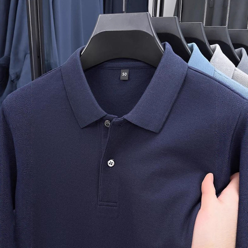 Designer Hoodie Cotton Long Sleeve T-shirt Designer Shirt Men's Autumn Top Turn-down Collar Solid Color Spring Autumn Middle-aged High-end Polo Shirt Outerwear