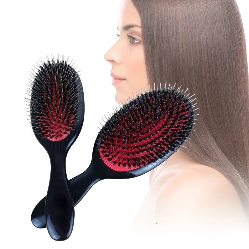 Salon Boar Bristle Hair Extension Brush Hairdressing Detangling Brush Combs Head Scalp Massager Brush Comb Anti Static Hair Comb 251011