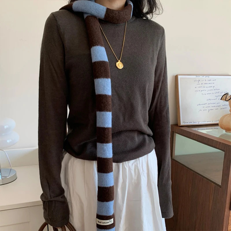 Spicy Girl Dopamine Scarf Y2k Striped Scarf Collocation Clothing Accessories Rainbow Color Long Narrow Scarves Korean Style 251011