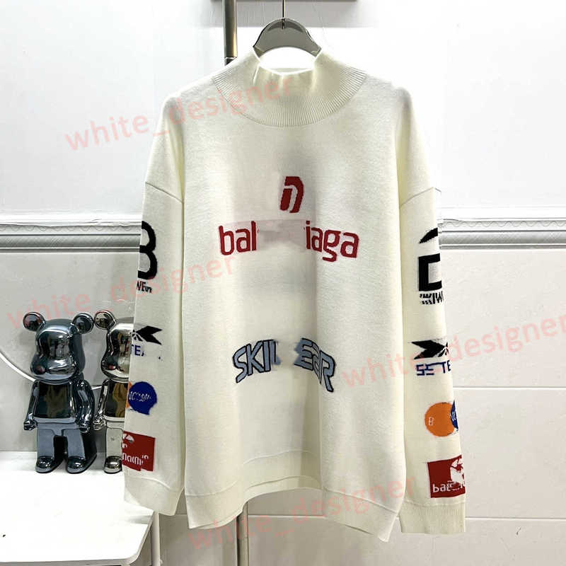 Designer Men's Sweaters Family Paris Correct Version 25SS New Racing Multi-Label Jacquard High Neck Pullover Sweater Knitwear Unisex sweaters for men