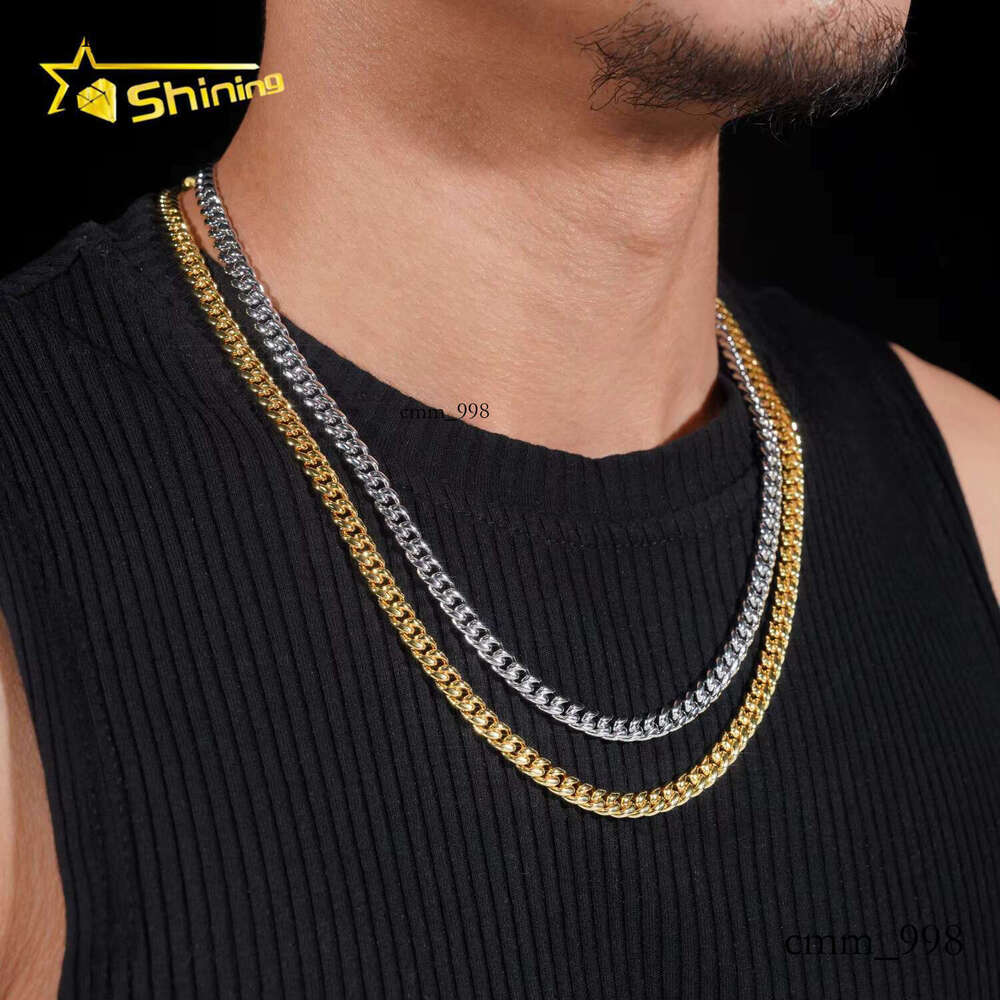 New Stocks Factory Price Hip Hop Jewelry 6mm Solid Sterling Sier Moissanite Lock Stainless Steel Cuban Link Chain
