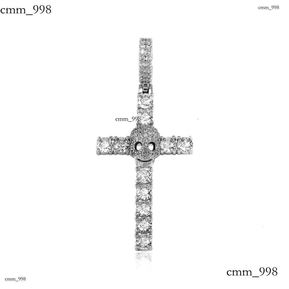 Hip-Hop Style New Full Dia Skull Cross Pendant for Men and Women Trendy Simple Necklace