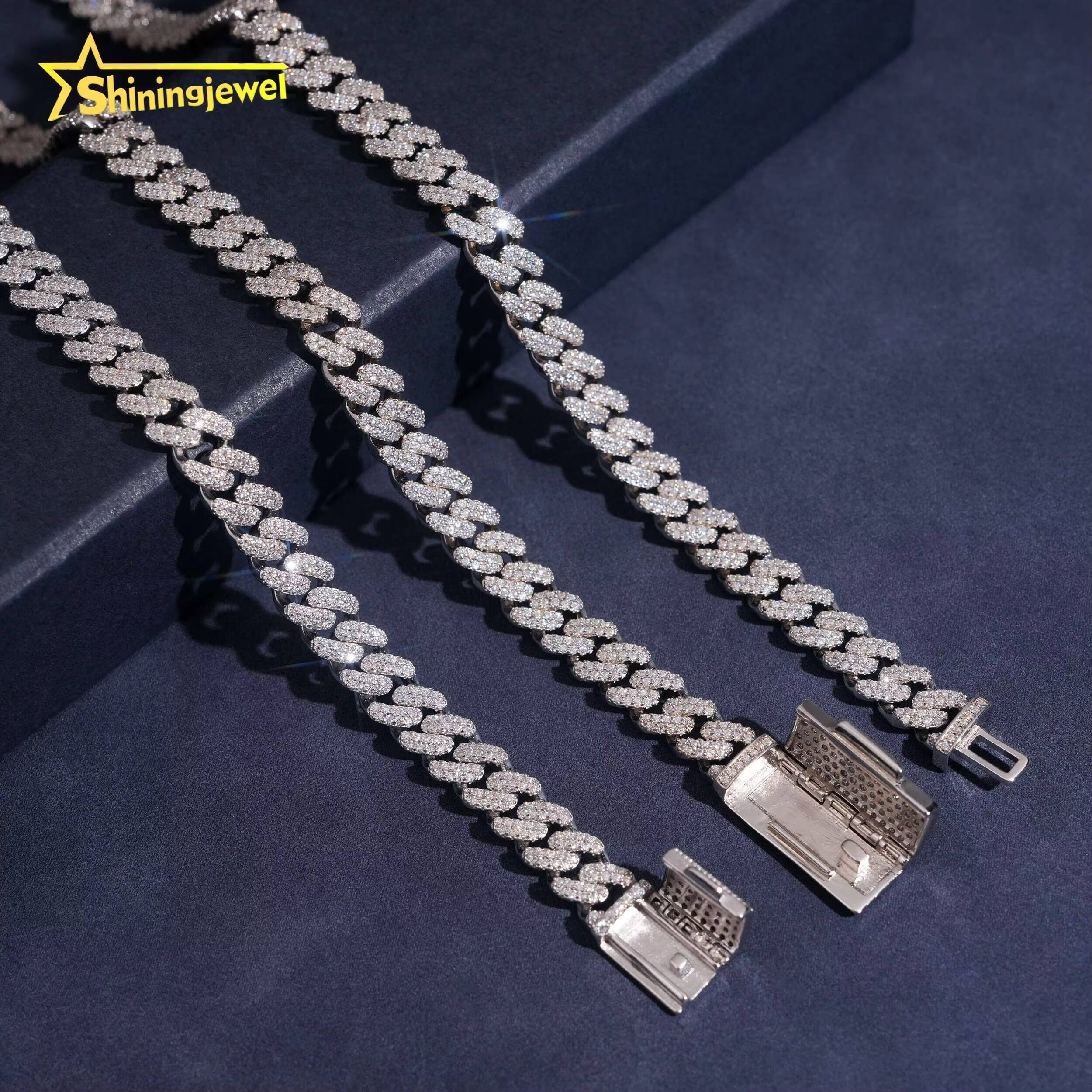 925 Silver Moissanite Diamond Cuban Link Hot Sale 8mm Cuban Chain Moissanite Hip Hop Jewelry