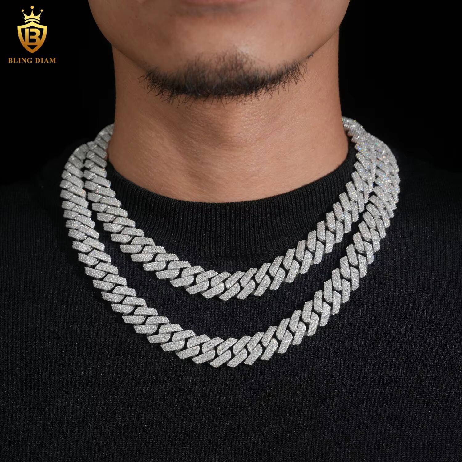 USA Local Stock Fine Jewelry 12mm 925 Sterling Silver VVS Moissanite Diamond Iced Out Cuban Link Chain Necklace GRA Certificate