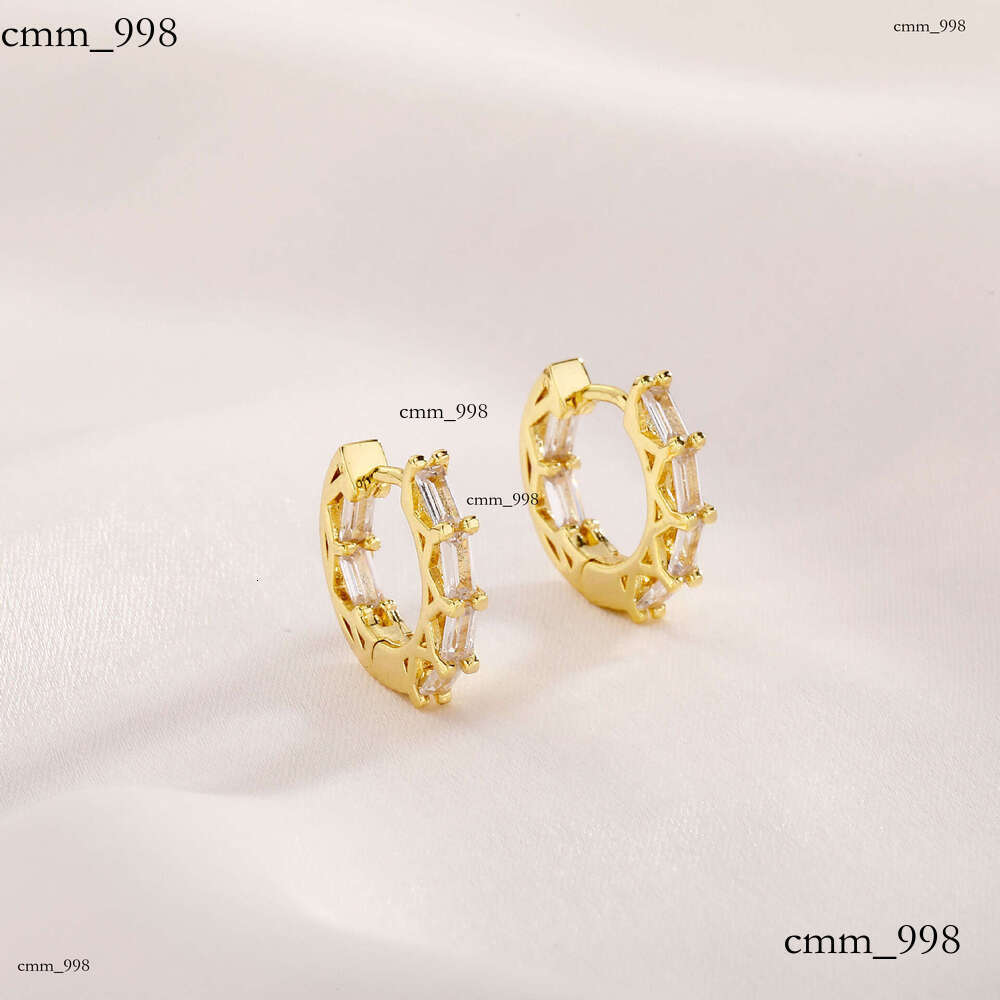 Sterling Silver Zircon Elegant High-end Square Bamboo Knot Fashion Versatile Sweet Fresh Earrings Jewelry