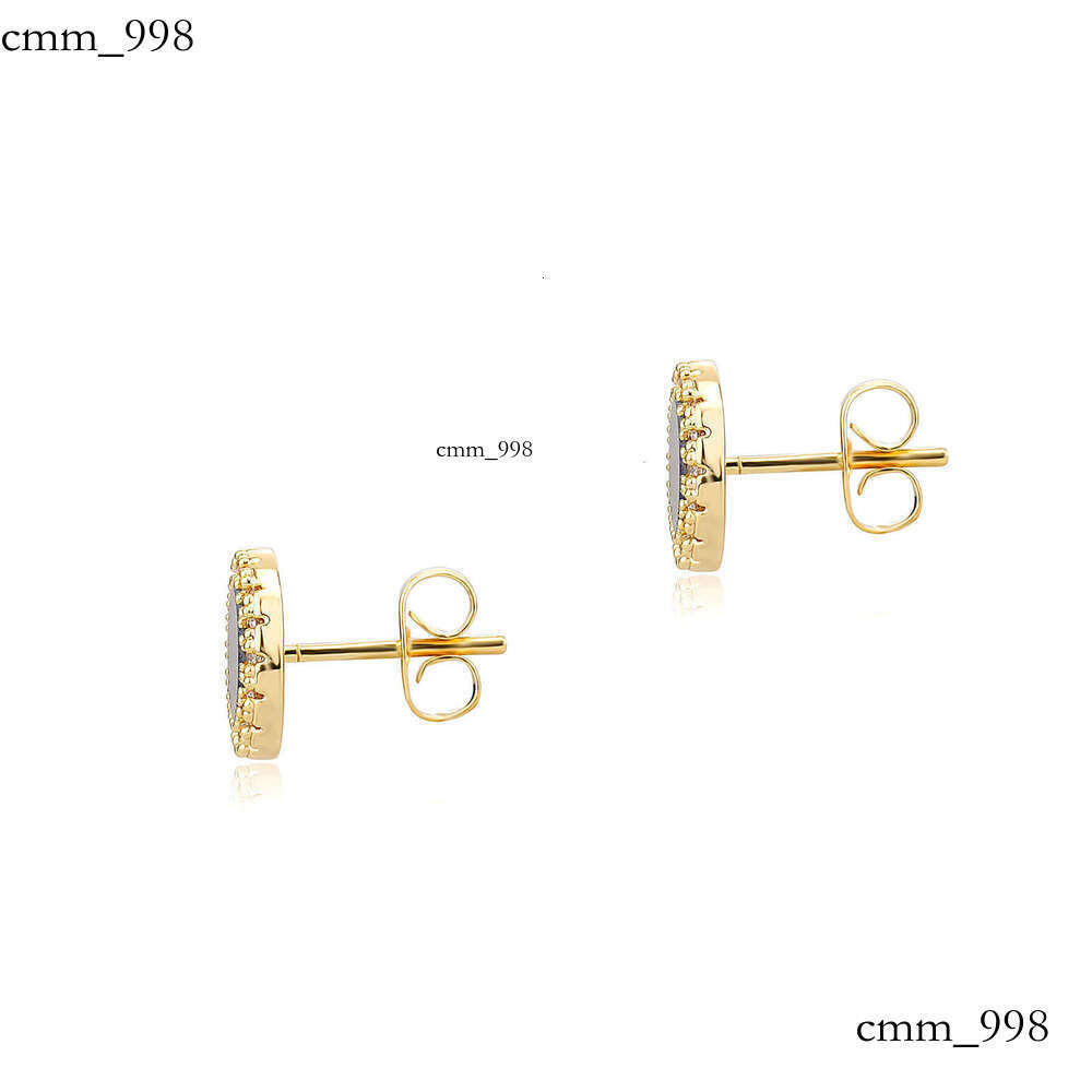 New Simple Round Zircon for Women Hip-Hop Style Natural Stone Earrings Rap Ear Jewelry Ins