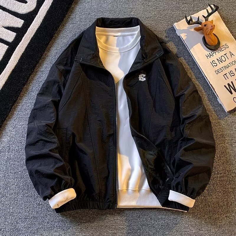 New Large Size Designer Jacket Pilot Uniform Jacket Men's Daily High-end Trendy Cool Stand Jacket Men Collar Loose Spring Autumn Jacket