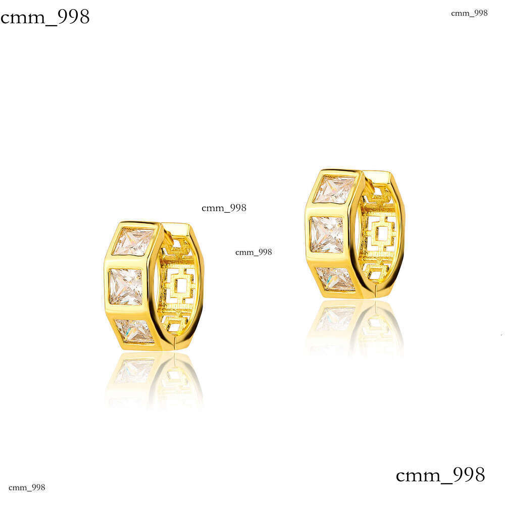 Korean Style Simple Niche Geometric Zircon Square Ear Cuffs Elegant Gold High-end Fashion Internet Celebrity Earrings