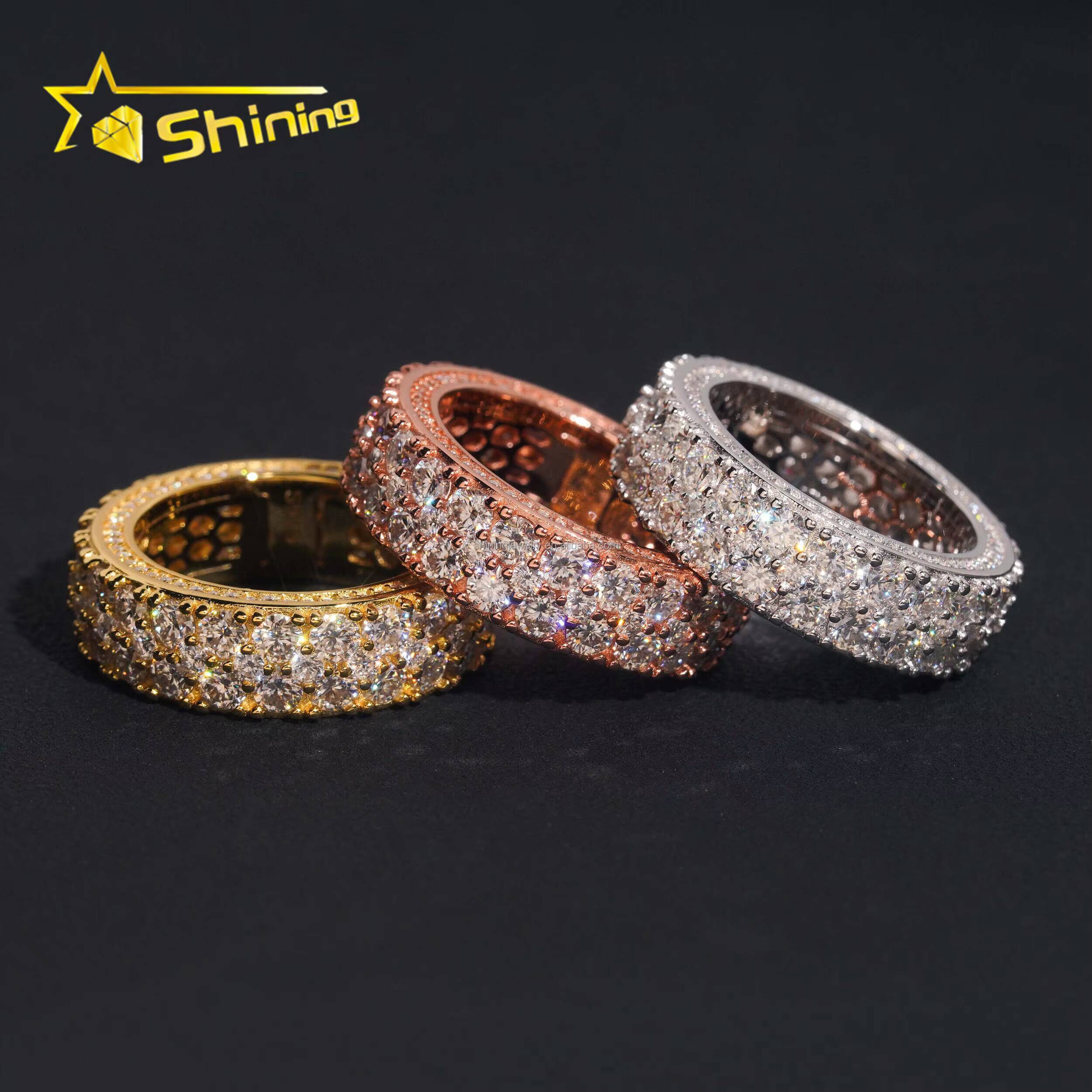 Hot Sale Cheap Price Iced Out Fine Man Jewelry Engagement Rings 925 Silver Jewelry FL Moissanite Diamond Eternity Band Ring