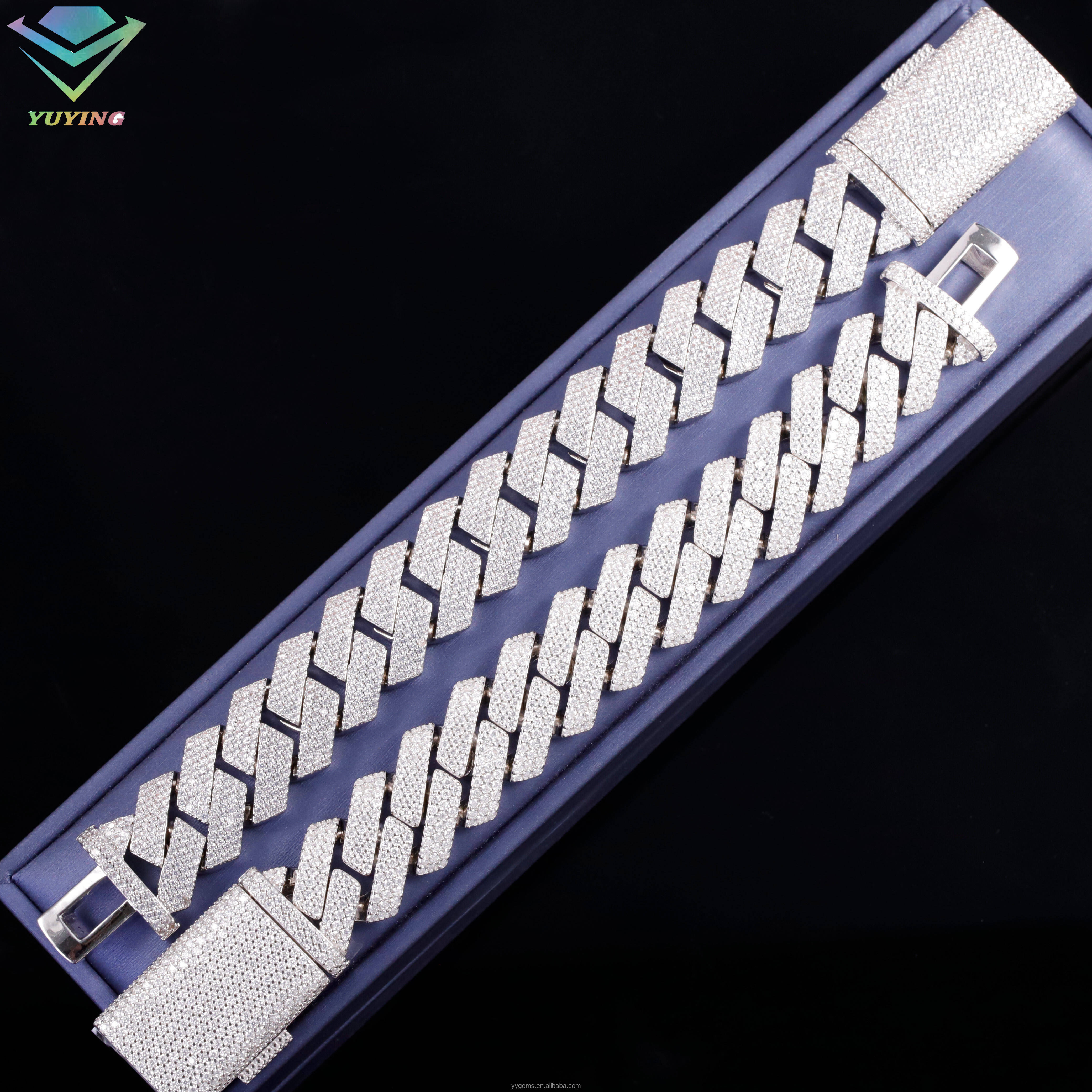 Fast Delivery Wholesale 20MM VVS Moissanite Gold Plated 925 Silver Bracelet Men Hip Hop Style Iced Out Diamond Cuban Bracelets