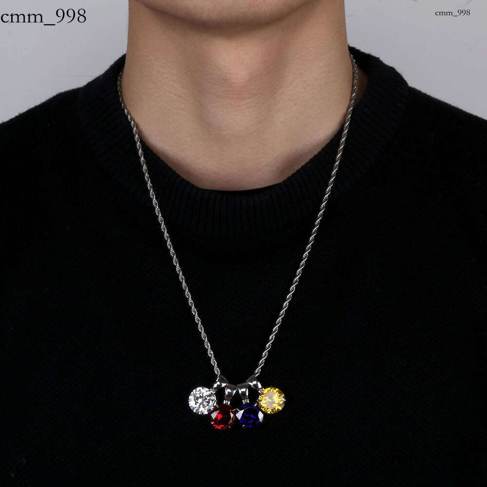 Hot Single Large Moissanite chain Round Pendant Hip-Hop Trendy Brand Unisex Necklace Jewelry