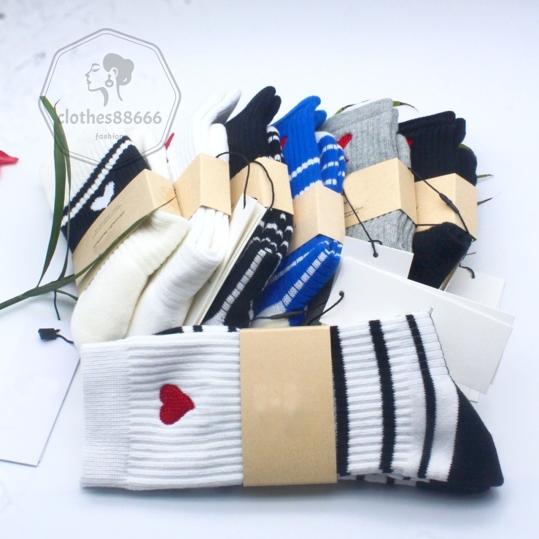 Designer socks Men's women's Fashion Embroidery Pattern Stripes Solid Color Black White Grey High quality luxury cotton sports casual Spring autumn socks