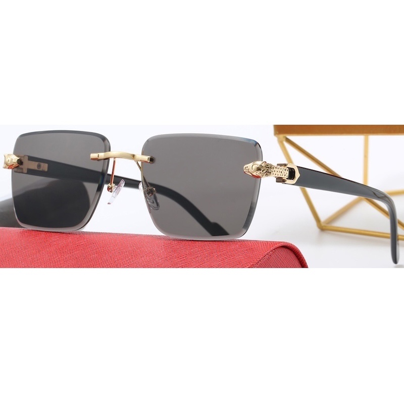 Women's Square Rimless Sunglasses with Snake Leopard Print - Retro Y2K Style, Diamond Trimming, UV400 Protection for Outdoor Beach Travel & Daily