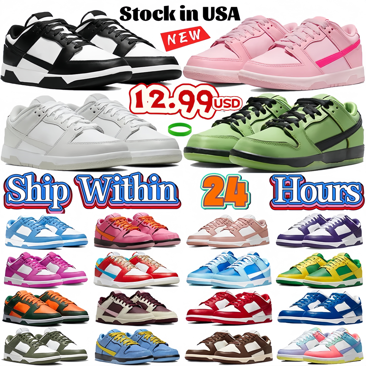 Designer Shoes Men Women Flat Sneakers Panda Triple White Black Grey Fog Orange Pink University Blue Red Green Red Hiking Outdoor Mens Sports Trainers Size uk 3-11