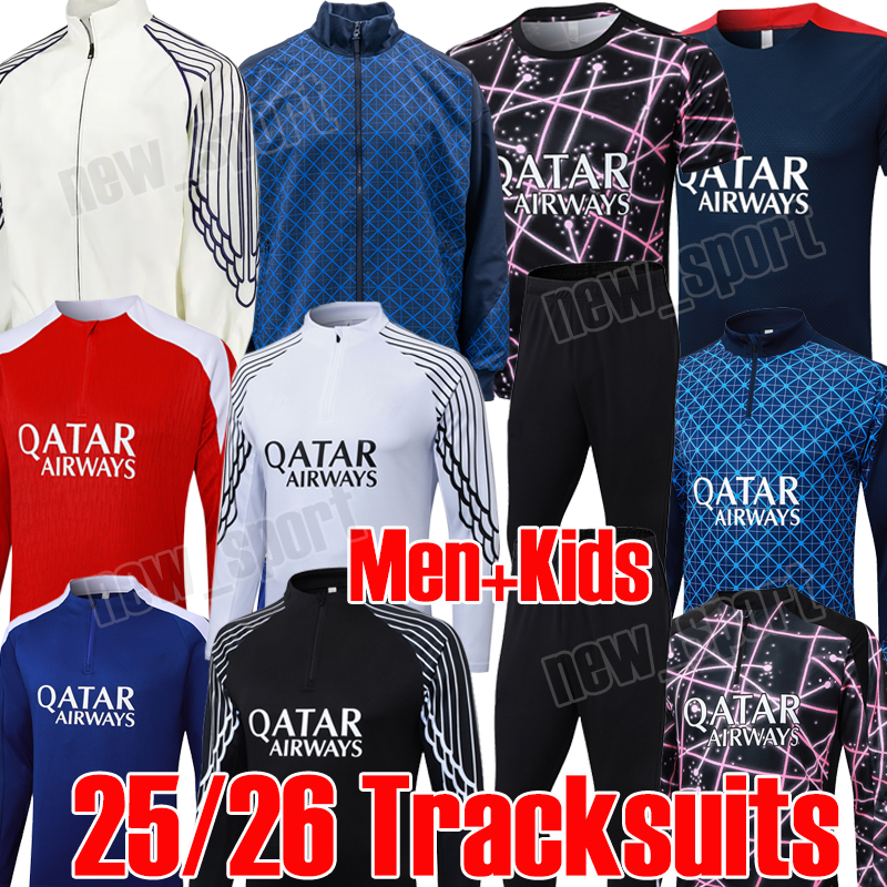 25/26 soccer tracksuit hoodies JOAO NEVES PsGes MBAPPE O.DEMBELE HAKIMI Survetement sets Sportswear 2025 2026 Adult men kids training suits football tracksuits
