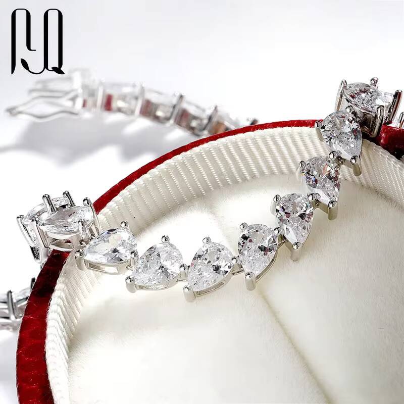 05ct Pear Cut VVS Moissanite Tennis Chain Bracelet Bangle Original 925 Silver GRA Hand Chain for Women S925 Tennis Bracelet